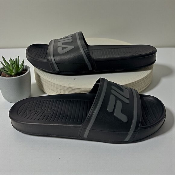Fila Other - Fila Mens Sleek Slide ST Sandals Black Size 13 Rubber Slip-On Comfort Style